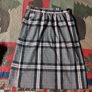 Vintage Tartan Plaid Midi Skirt